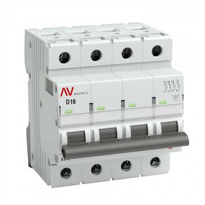 Выключатель автоматический AV-6 4P 16A (D) 6kA EKF AVERES