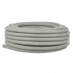 Труба гофр ПВХ с протяжкой d20 мм (25 м) серая EKF-Plast