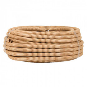 Труба гофр ПВХ с протяжкой d16 мм (25 м) светлое дерево EKF-Plast