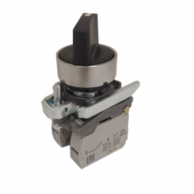 Переключатель КПЕ1111РС-черный-1но+1нз-ручка-фикс-2поз-IP40-КЭАЗ