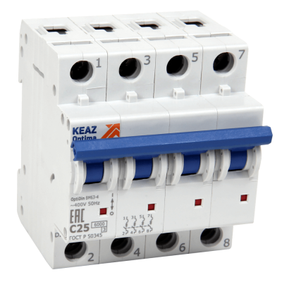 Выключатель автоматический модульный OptiDin BM63-4D10-ОМ4-РЕГ