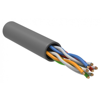 Кабель витая пара U/UTP кат.5E 4 пары 24 AWG PVC 1м серый GENERICA