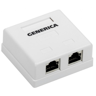 Розетка информационная настенная RJ45 кат.5E FTP 2 порта GENERICA