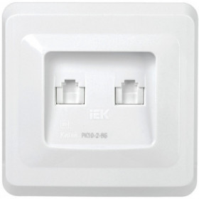 Розетка 2-местная компьютерная РК10-2-ВБ RJ45 Cat5e ВЕГА белый IEK