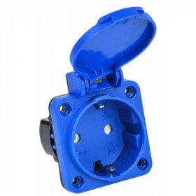 MAGNUM Розетка панельная SCHUKO РП15-3 с защитной шторкой IP44 синий IEK