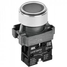 Кнопка управления LA167-BAF22 d-22мм 1р черная IEK