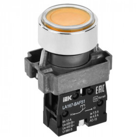 Кнопка управления LA167-BAF51 d-22мм 1з желтая IEK