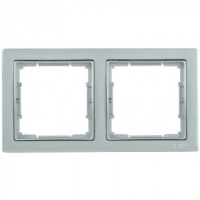 Рамка 2-местная квадратная РУ-2-БС BOLERO Q1 серебряный IEK