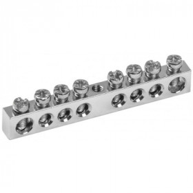 Шина PEN "земля-ноль" 6х9мм 8/1 с никелевым покрытием (8групп/крепеж по центру) IEK