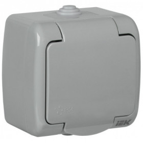 Розетка 1-местная для открытой установки РСш12-2-А с заземляющим контактом и крышкой 16А IP54 AQUATIC IEK