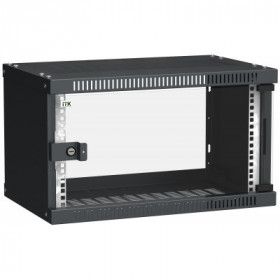 ITK Шкаф настенный LINEA WE 6U 550х350мм дверь стекло черный