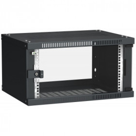 ITK Шкаф настенный LINEA WE 6U 600х450мм дверь стекло черный