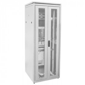 ITK Шкаф сетевой напольный 19" LINEA N 33U 800х800мм двустворчатая перфорированная дверь. задняя перфорированная серый