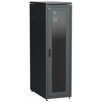 ITK Шкаф сетевой напольный 19" LINEA N 33U 600х1000мм стеклянная передняя дверь. задняя перфорированная черны