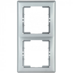Рамка 2-местная вертикальная РВ-2-БС BOLERO серебряный IEK