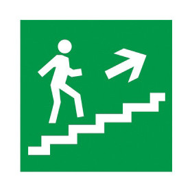 Самоклеящаяся этикетка 150х150мм "Направление к эвакуационному выходу (по лестнице направо вверх)" IEK