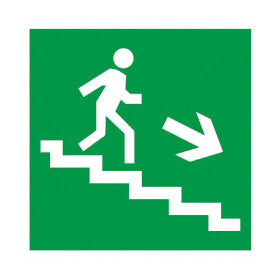 Самоклеящаяся этикетка 150х150мм "Направление к эвакуационному выходу (по лестнице направо вниз)" IEK