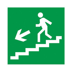 Самоклеящаяся этикетка 150х150мм "Направление к эвакуационному выходу (по лестнице налево вниз)" IEK