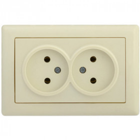 Розетка 2-местная РС20-1-0-БК без заземляющего контакта 10А BOLERO кремовый IEK