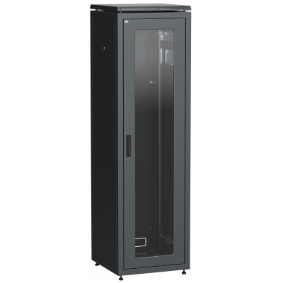 ITK Шкаф сетевой напольный 19" LINEA N 38U 600х600мм стеклянная передняя дверь черный