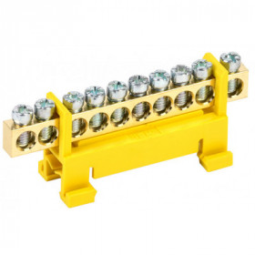 Шина PE "земля" на DIN-изолятореяторе типа "Стойка" ШНИ-6х9-10-С-Ж IEK