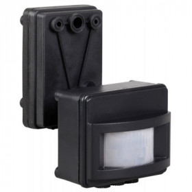 Датчик движения ДД-017 1100Вт 120град 12м IP44 черный IEK