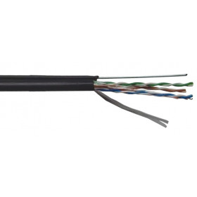 ITK Кабель связи витая пара ШПД F/UTP кат.5E 4 пары solid LDPE трос 1.2мм 305м черный