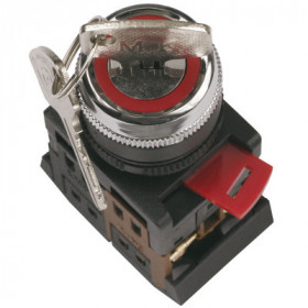 Переключатель АKS-22 на 2 положения "I-O" 1з+1р с ключом черный IEK