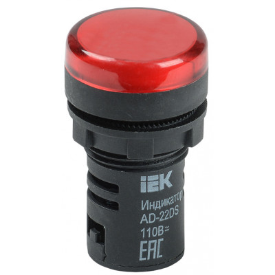 Лампа AD22DS(LED)матрица d-22мм красный 24В AC/DC IEK