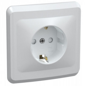 Розетка 1-местная РСш10-3-ВБ с заземляющим контактом с защитной шторкой 16А ВЕГА белый IEK