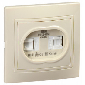 KVARTA Розетка 2-местная компьютерная РК12-ККм кремовый IEK