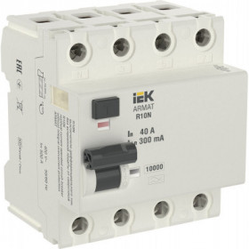 ARMAT Выключатель дифференциального тока R10N 4P 40А 300мА тип A IEK ARMAT Выключатель дифференциального тока R10N 4P 40А 300мА тип A IEK