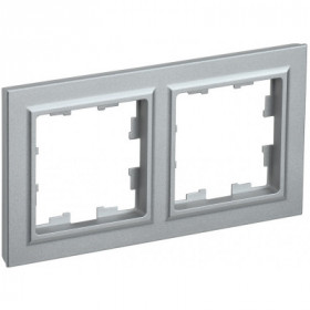 BRITE Рамка 2-местная РУ-2-БрА алюминий IEK