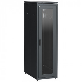 ITK LINEA N Шкаф напольный сетевой 19" 33U 800х1000мм стеклянная передняя дверь задняя перфорированная черный
