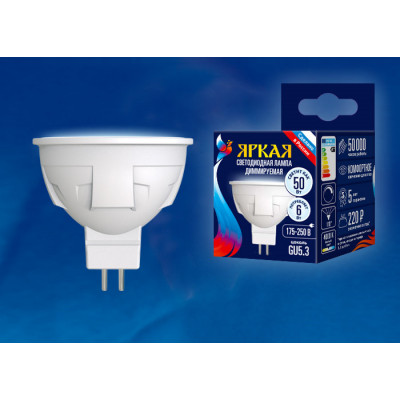 LED-JCDR 6W NW GU5.3 FR DIM PLP01WH картон