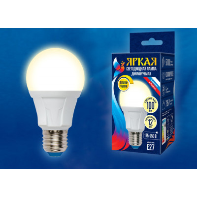 LED-A60 12W 3000K E27 FR DIM PLP01WH картон