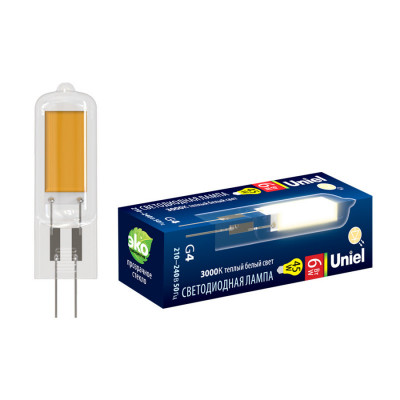 LED-JC-220 6W 3000K G4 CL GLZ08TR картон