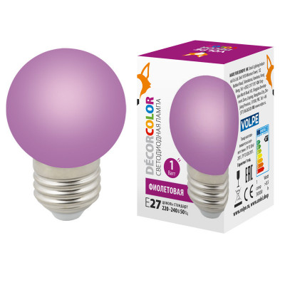 LED-G45-1W PURPLE E27 FR С