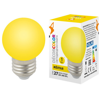 LED-G45-1W YELLOW E27 FR С