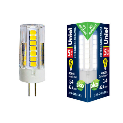 LED-JC-220 5W 4000K G4 CL GLZ09TR картон