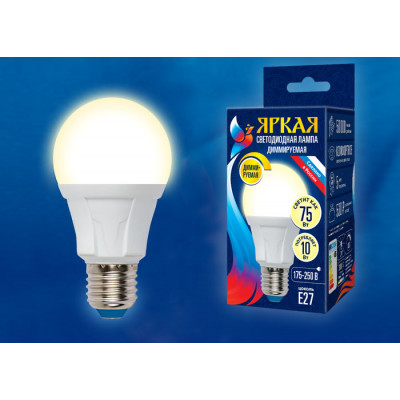 LED-A60 10W 3000K E27 FR DIM PLP01WH картон