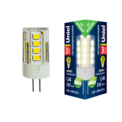 LED-JC-220 3W 3000K G4 CL GLZ09TR картон