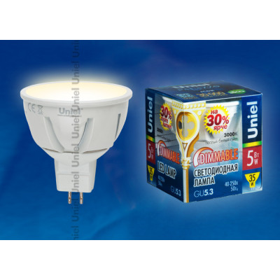 LED-JCDR-5W WW GU5.3 FR DIM ALP01WH пластик