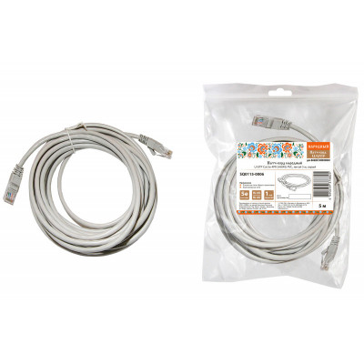 Патч-корд народный U UTP Cat 5e 4PR 24AWG PVC. литой 5 м. серый