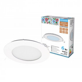 Светильник ультратонкий встраиваемый светодиодный "Даунлайт НАРОДНЫЙ" СВО (белый) 6 Вт 6500К