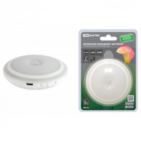 Светильник накладной светодиодный 80х80. 0.5 Вт. Li-Pol 3.7 В 0.6 А*ч. дат. движ. и освещ.. USB. TDM