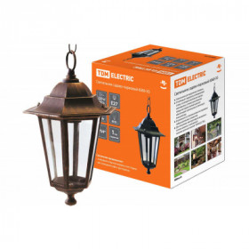 Светильник 6060-15 садово-парковый шестигранник. 60Вт. подвес. бронза TDM