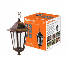 Светильник 6100-15 садово-парковый шестигранник. 100Вт. подвес. бронза TDM