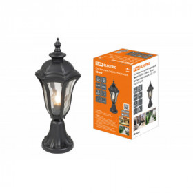 Светильник садово-парковый "Вена" 60 Вт. стойка. алюм.. прозрачное черный. Е27. TDM