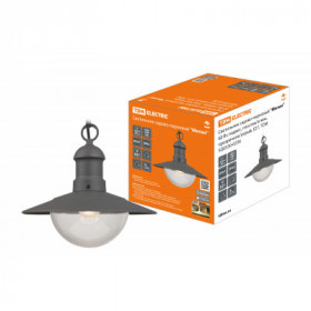 Светильник садово-парковый "Милан" 60 Вт. подвес. пластик алюм.. прозрачное серый. Е27. TDM